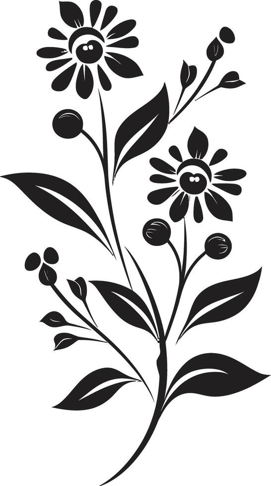 Natures Symphony Sleek Vector Logo Design with Black Florals Botanical Beauty Monochrome Emblem Featuring Elegant Floral Design