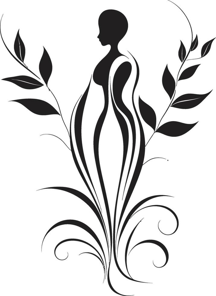 Blossoms in Harmony Monochromatic Vector Logo with Black Florals Sculpted Petals Elegant Black Icon Illustrating Botanical Design