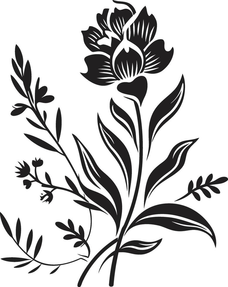 Timeless Garden Chic Black Icon Illustrating Botanical Florals Natures Symphony Sleek Vector Logo Design with Black Florals