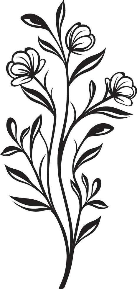 Natures Symphony Sleek Vector Logo Design with Black Florals Botanical Beauty Monochrome Emblem Featuring Elegant Floral Design