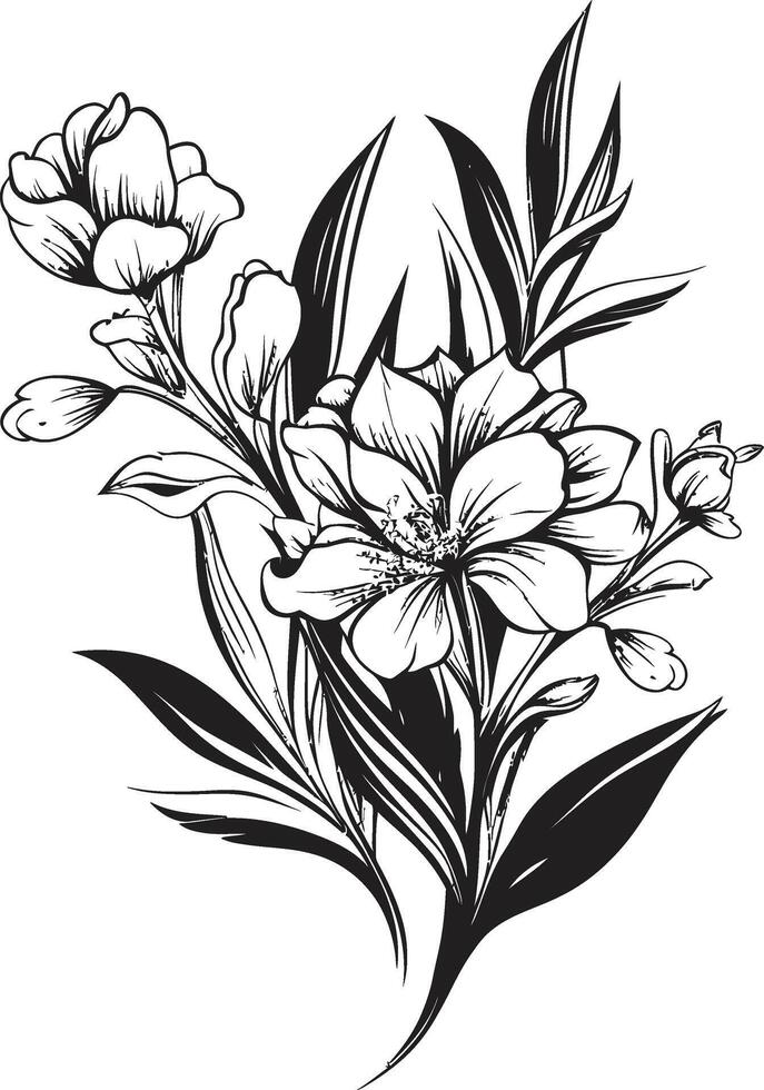 Botanical Beauty Monochrome Emblem Featuring Elegant Floral Design