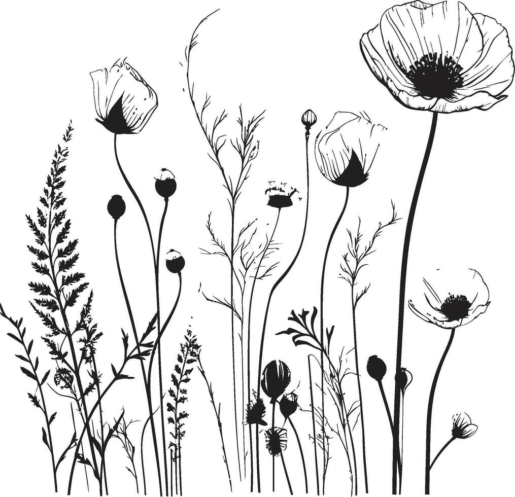 flores en armonía monocromo vector logo con negro florales esculpido pétalos elegante negro icono ilustrando botánico diseño