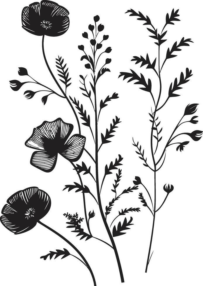 Infinite Blossoms Elegant Emblem with Vector Logo in Black Timeless Garden Chic Black Icon Illustrating Botanical Florals
