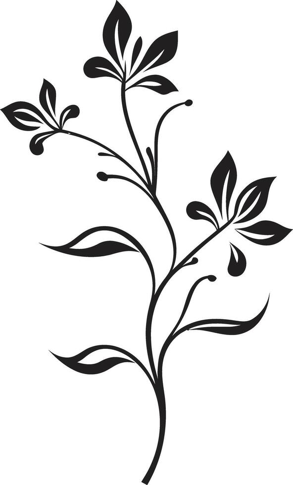 botánico belleza monocromo emblema, elegante floral diseño susurros de naturaleza negro icono, vector logo de botánico floraciones