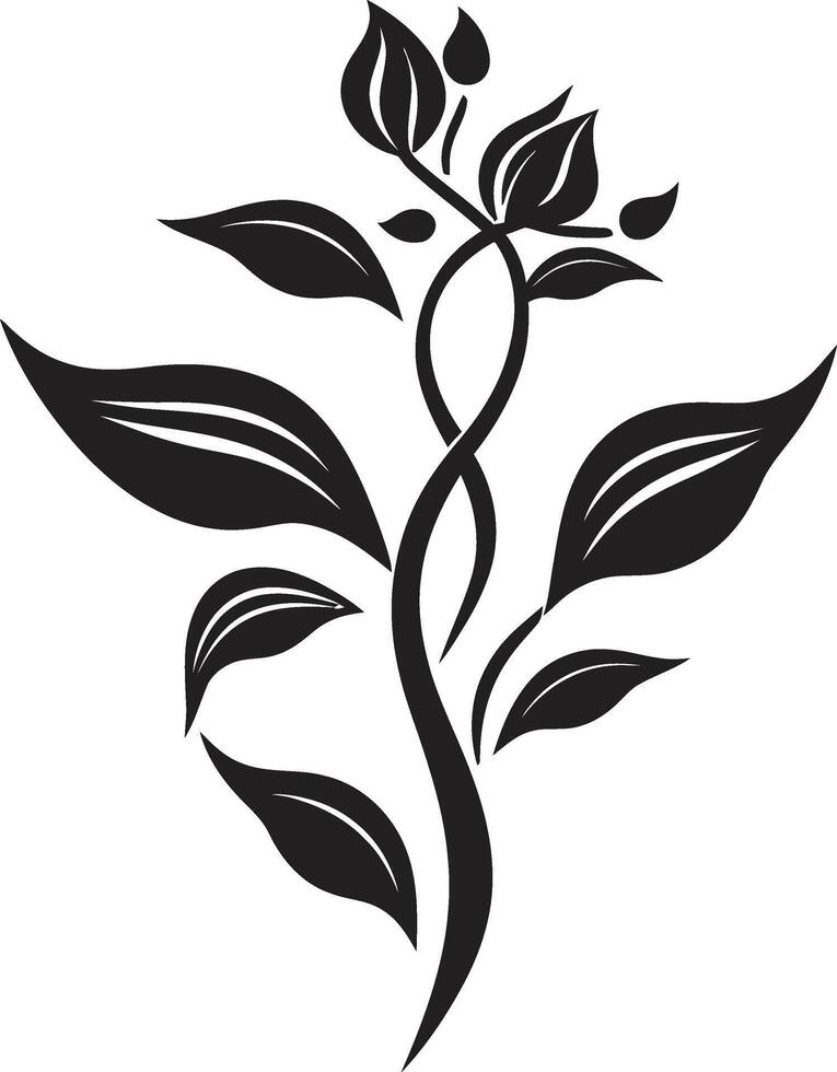 Whispers of Nature Black Icon, Vector Logo of Botanical Blooms Enchanted Blooms Elegant Black Vector Logo with Florals