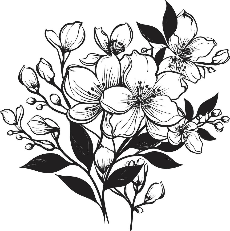 naturalezas sinfonía pulcro vector logo, negro florales botánico belleza monocromo emblema, elegante floral diseño