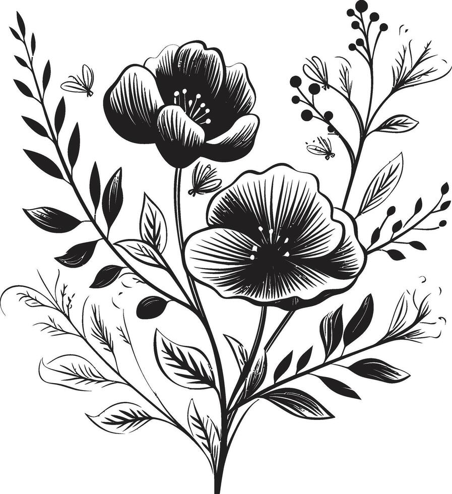 infinito flores elegante emblema, vector logo en negro eterno jardín elegante negro icono para botánico florales