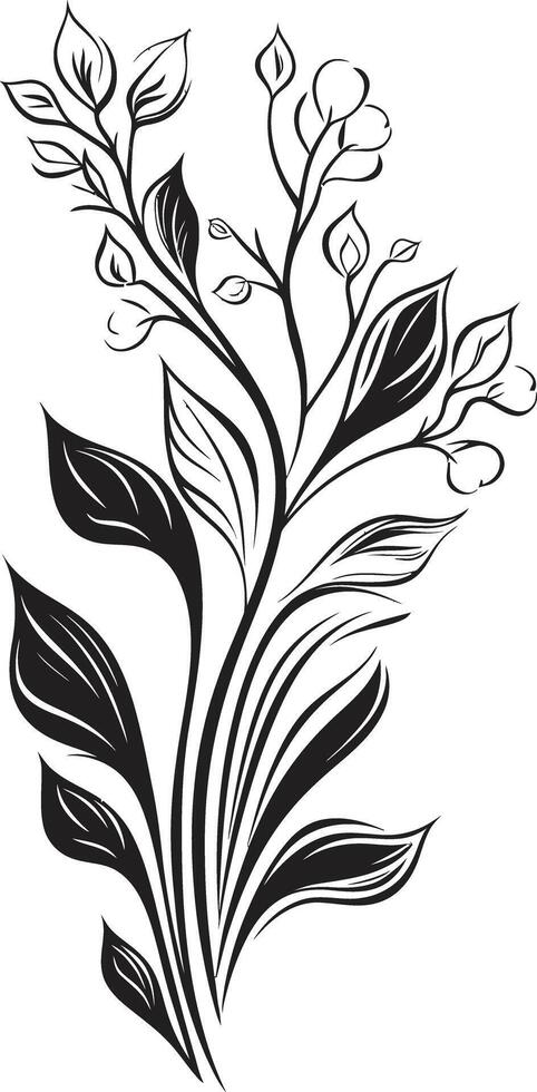 floral tapiz monocromo emblema presentando botánico elementos pétalos en noir elegante negro icono exhibiendo vector logo diseño