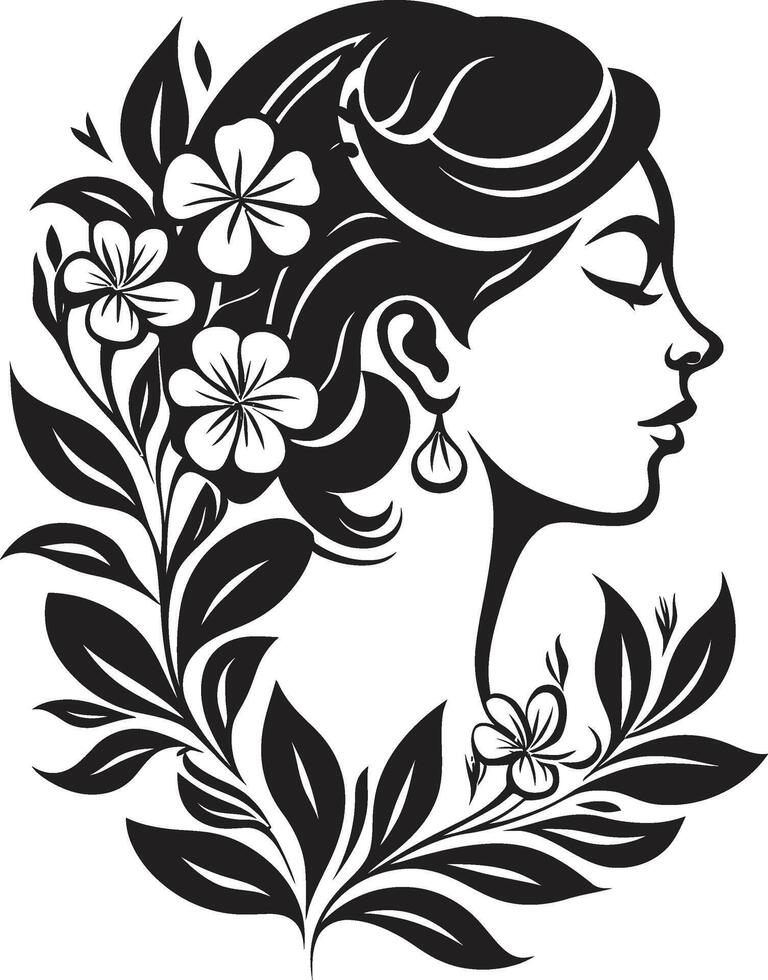 Infinite Blossoms Elegant Emblem, Vector Logo in Black Timeless Garden Chic Black Icon for Botanical Florals