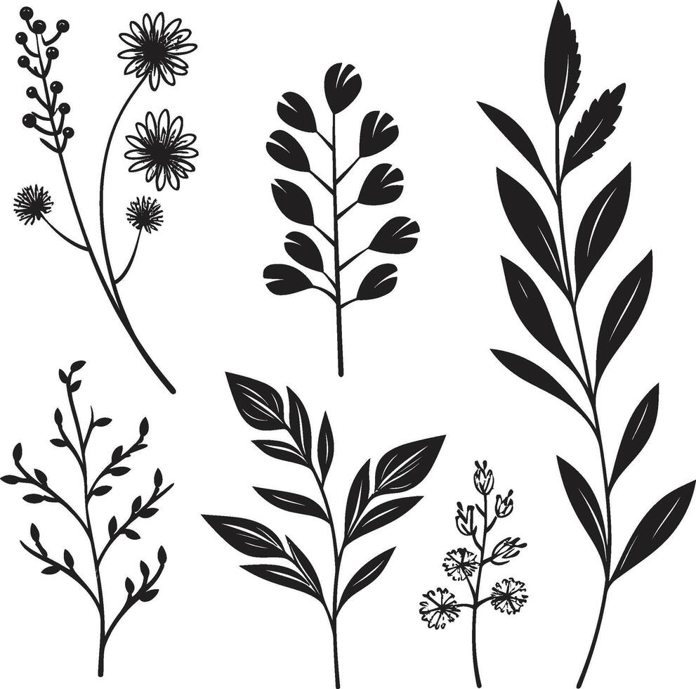 Sleek Petals Monochromatic Icon of Botanical Floral Design Infinite Blossoms Elegant Emblem, Vector Logo in Black