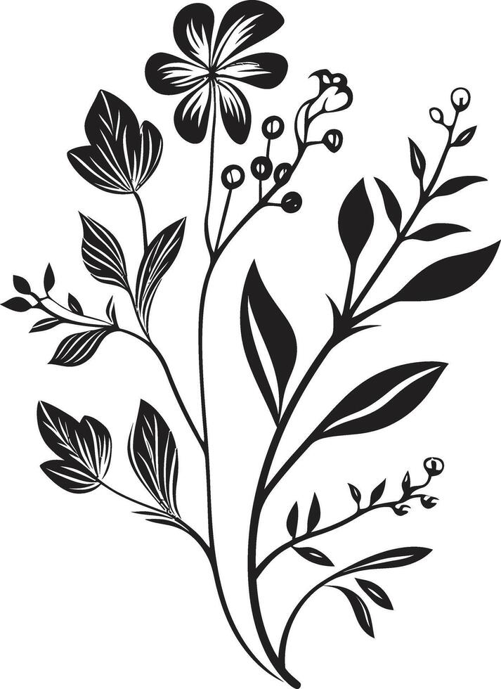 Floral Harmony Black Vector Logo with Botanical Elegance Sleek Petals Monochromatic Icon of Botanical Floral Design
