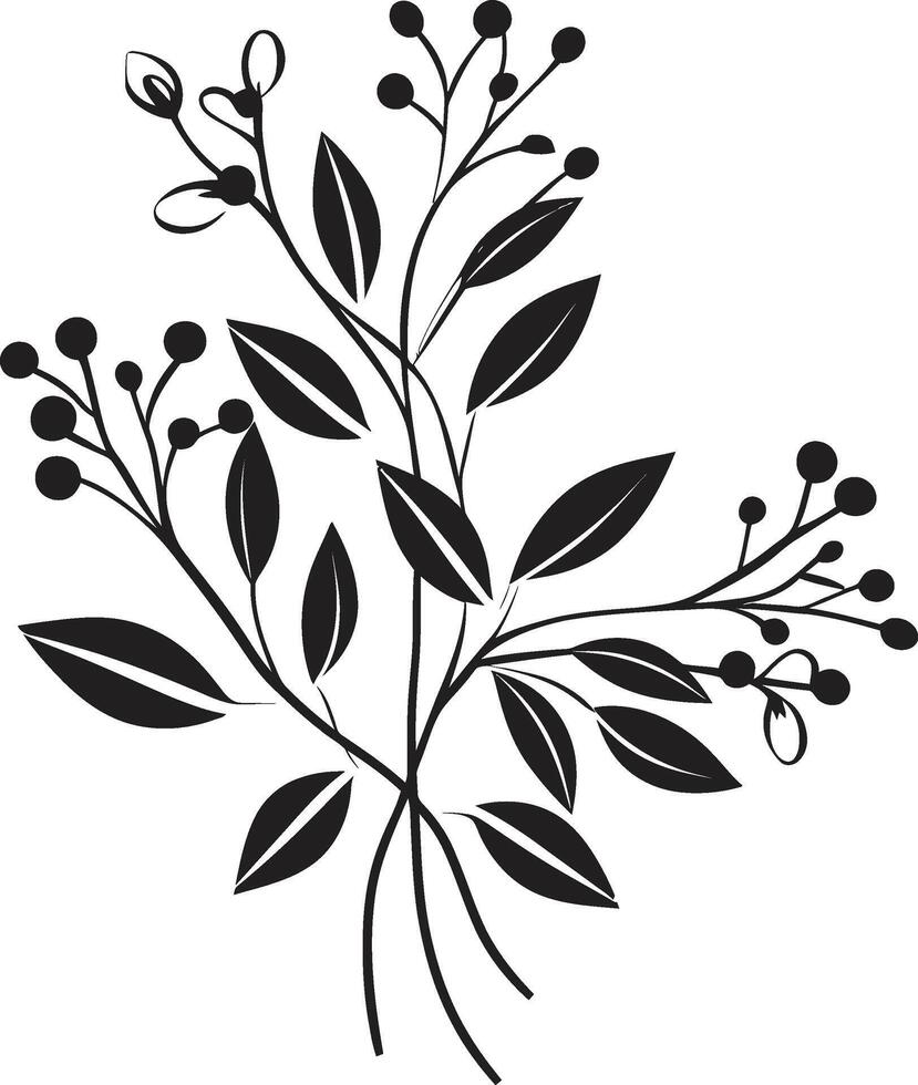 naturalezas sinfonía elegante vector logo con negro florales susurros de floración monocromo emblema presentando botánico elementos