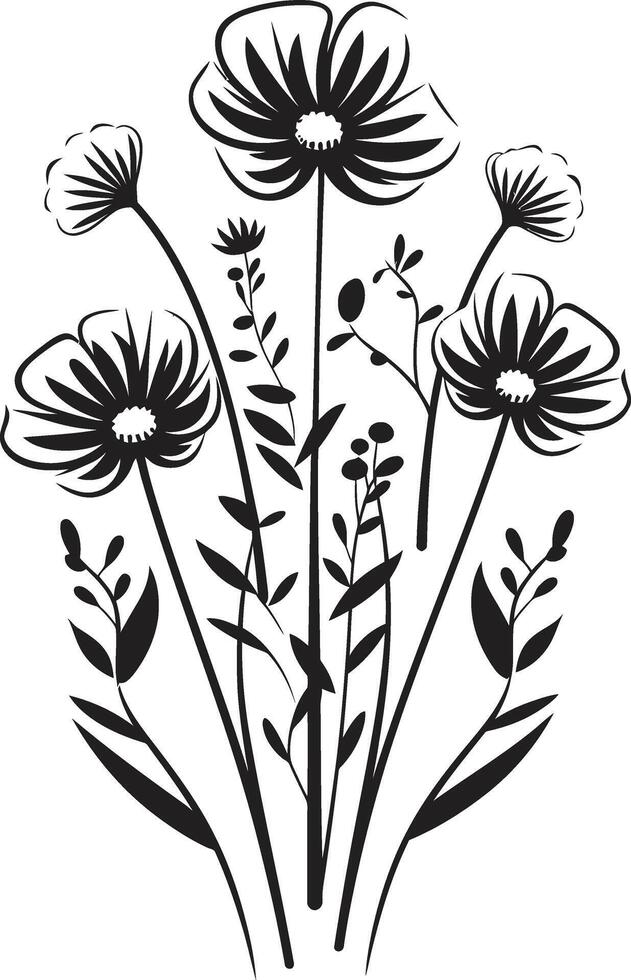 Whispers of Nature Vector Logo Design with Black Botanical Florals Floral Elegance Black Vector Logo Design with Botanical Blooms