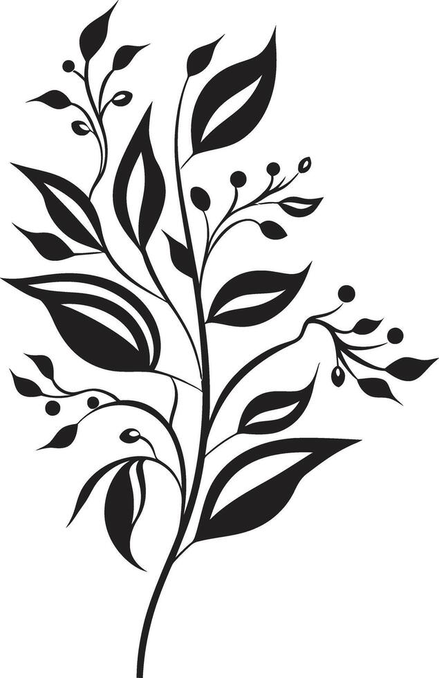 Garden Enigma Monochrome Emblem with Black Botanical Florals Blossom Tapestry Sleek Vector Logo of Botanical Elegance