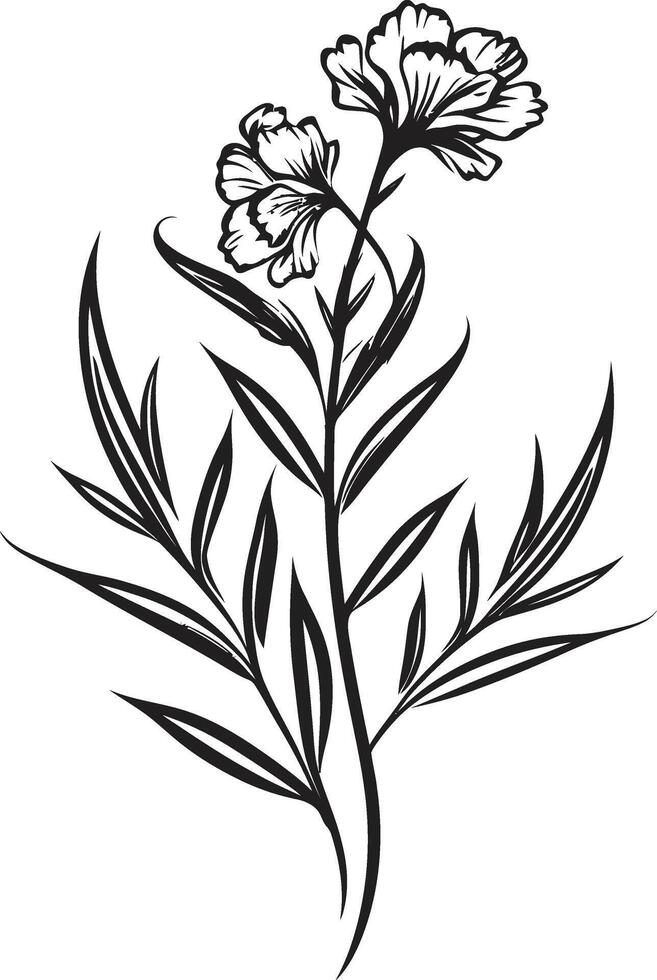 Chic Floral Essence Black Icon Showcasing Botanical Elegance Whispers of Bloom Sleek Vector Logo with Black Botanical Florals