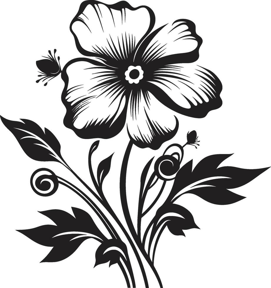 Natures Elegance Monochromatic Emblem with Black Botanicals Botanical Harmony Black Vector Logo Design with Elegance