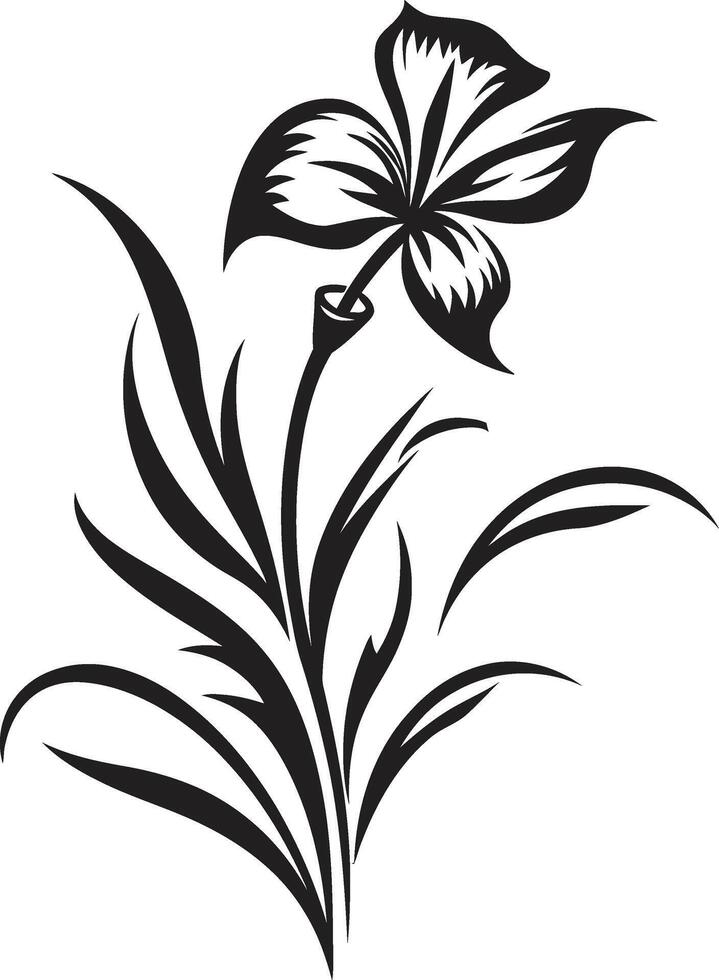 Blossom Tapestry Monochromatic Vector Logo of Black Elegance Floral Symphony Chic Icon Showcasing Black Botanical Elements