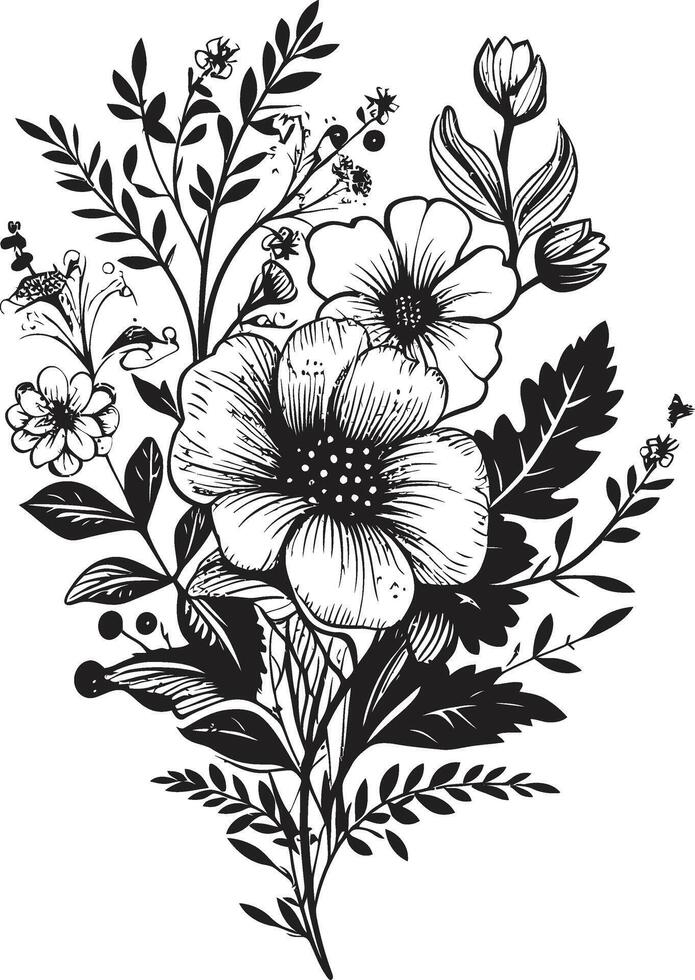 eterno pétalos monocromo emblema con elegante vector logo diseño elegante floral esencia negro icono exhibiendo botánico elegancia