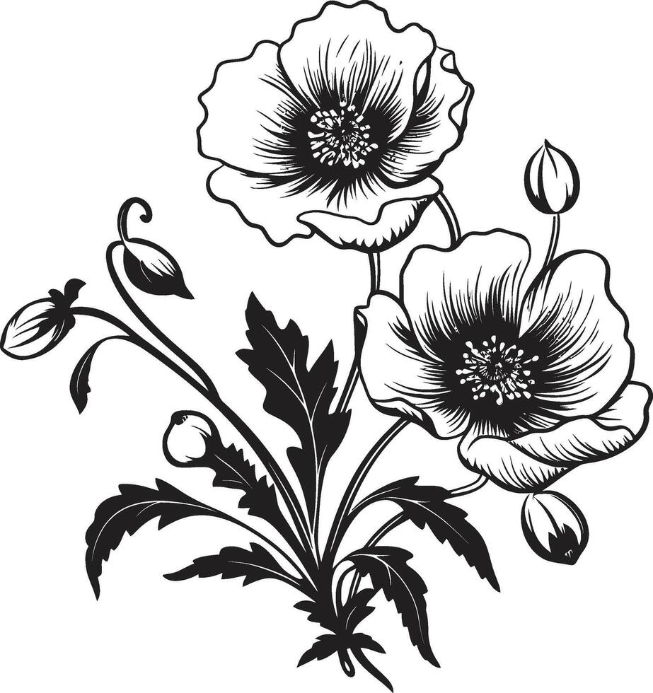 Infinite Petal Charm Elegant Vector Logo Illustrating Black Design Natures Elegance Sleek Black Icon Showcasing Botanical Florals