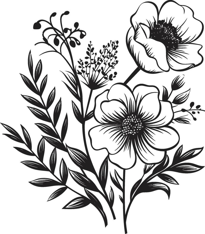 infinito pétalo encanto elegante icono exhibiendo negro botánico florales naturalezas elegancia pulcro vector logo con negro botánico diseño