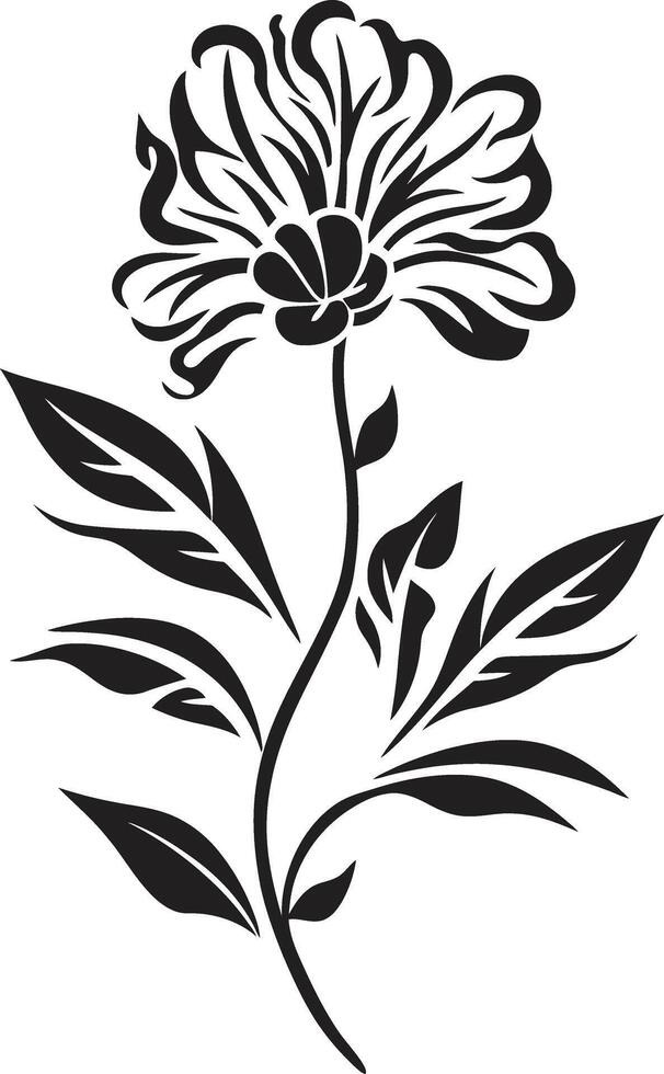 Symphony of Petals Elegant Black Icon Featuring Botanical Charm Botanical Noir Sleek Emblem with Timeless Black Vector Logo Design