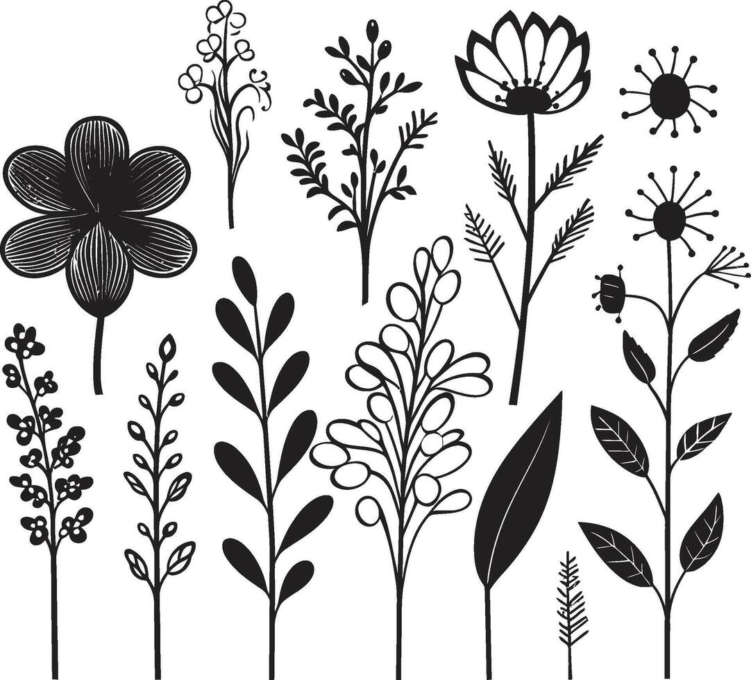 Eternal Petals Chic Black Icon Showcasing Botanical Elegance Chic Floral Essence Elegant Vector Logo Design with Black Florals