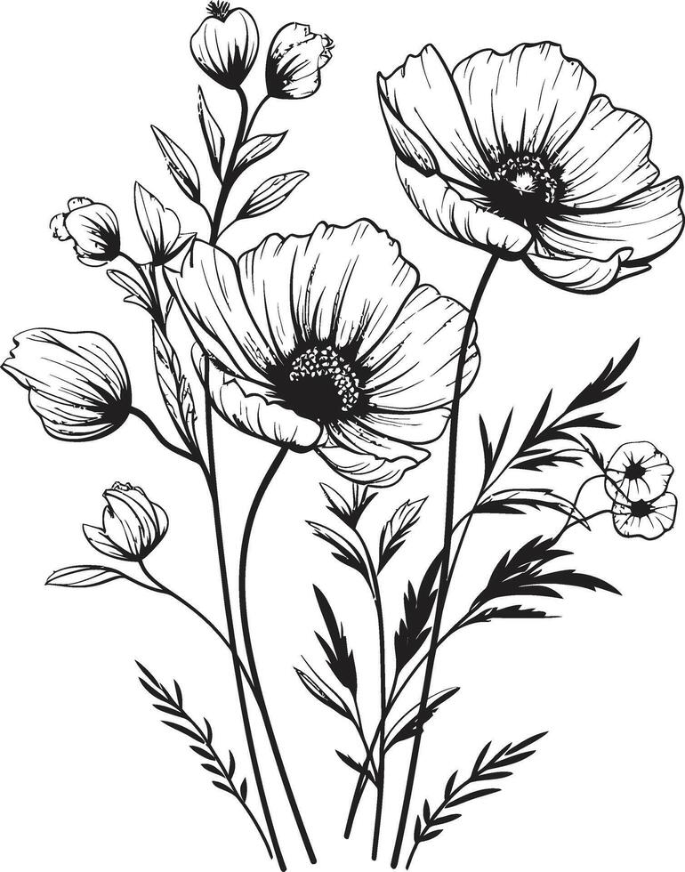 elegante floral esencia pulcro vector logo exhibiendo negro elegancia susurros de floración negro icono con monocromo botánico florales