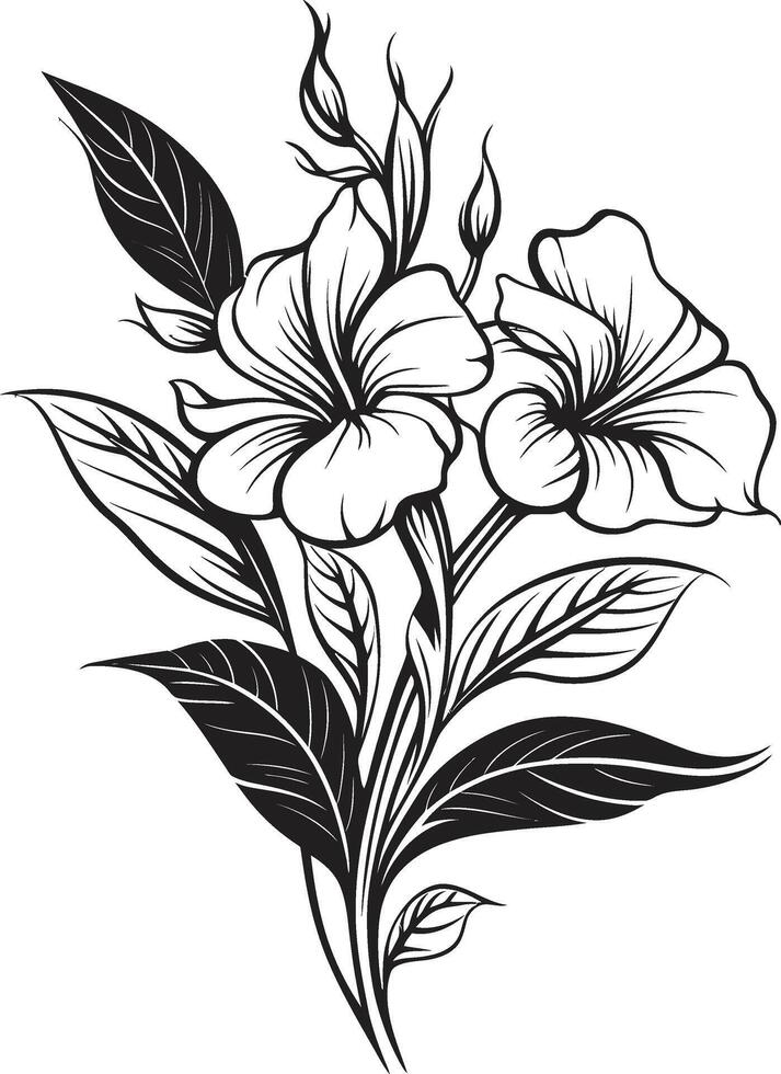 Sculpted Elegance Timeless Vector Logo Featuring Black Botanicals Petals in Noir Elegant Black Icon Showcasing Botanical Floral Design