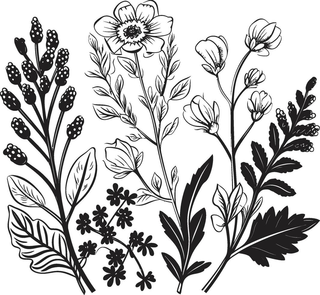 infinito flores elegante emblema con negro vector logo diseño sinfonía de pétalos pulcro negro icono presentando elegancia en botánico elementos