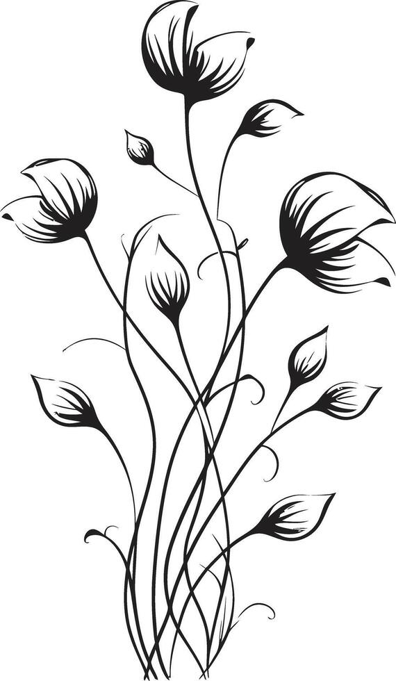 Timeless Petals Elegant Black Icon Showcasing Botanical Florals Natures Harmony Chic Vector Logo Design with Black Floral Elements