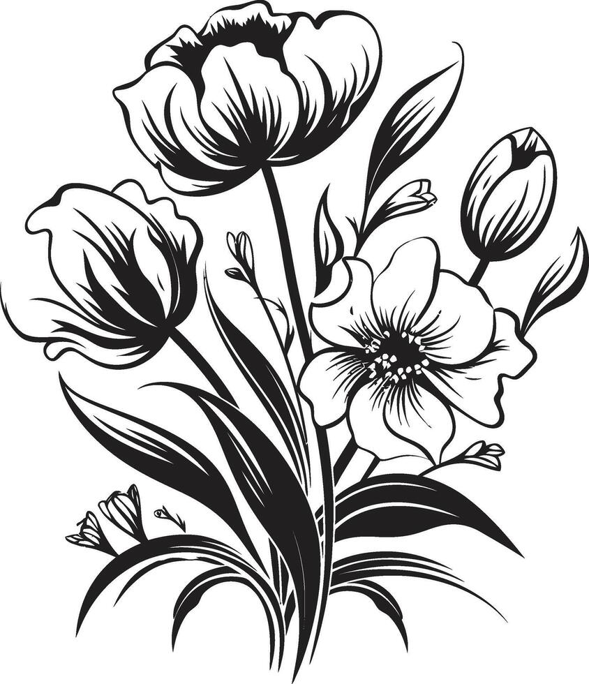 naturalezas armonía elegante vector logo diseño con negro floral elementos botánico belleza monocromo emblema ilustrando negro floral diseño