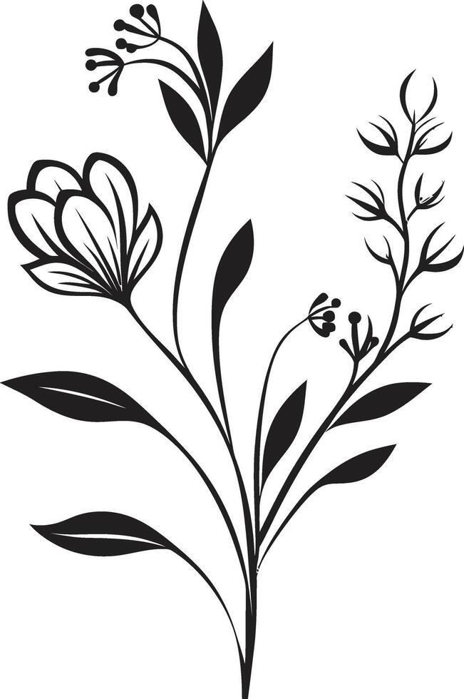 Whispers of Nature Sleek Icon with Vector Logo of Botanical Florals Enchanted Blooms Black Vector Logo Design with Botanical Charms