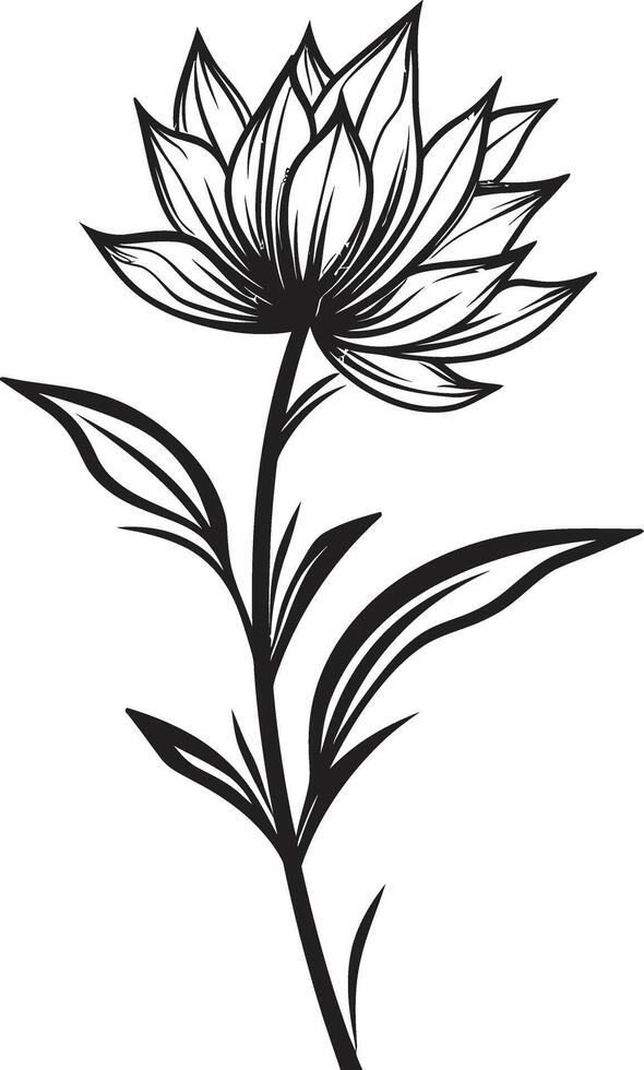 Floral Elegance Black Vector Logo Design with Botanical Blooms Serenity in Black Sleek Icon Featuring Botanical Floral Design