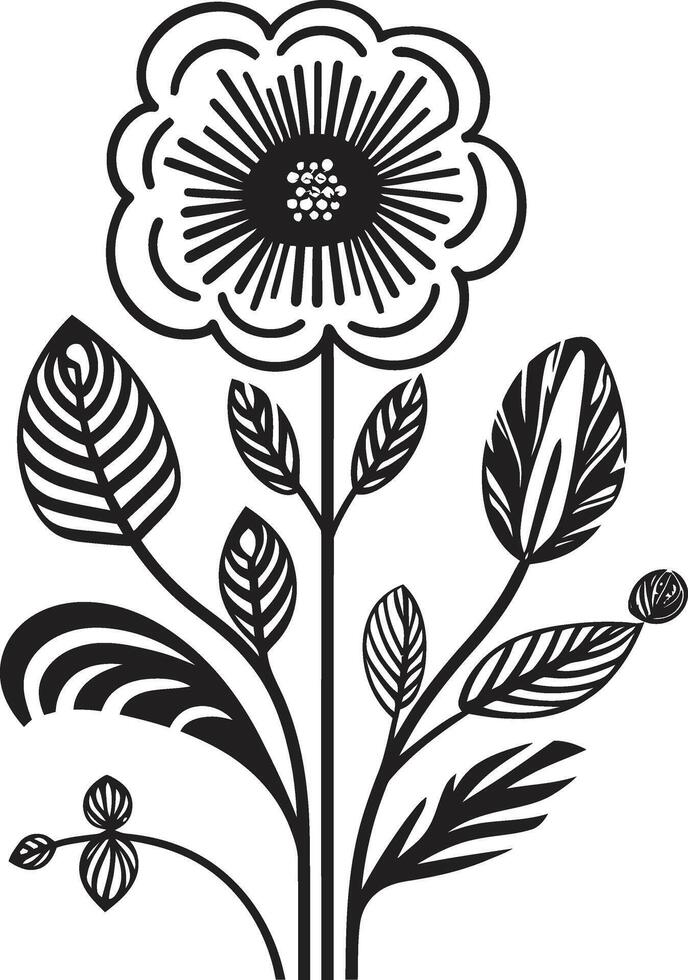 encantado floraciones negro vector logo diseño con botánico encantos floral tapiz monocromo emblema presentando botánico elementos