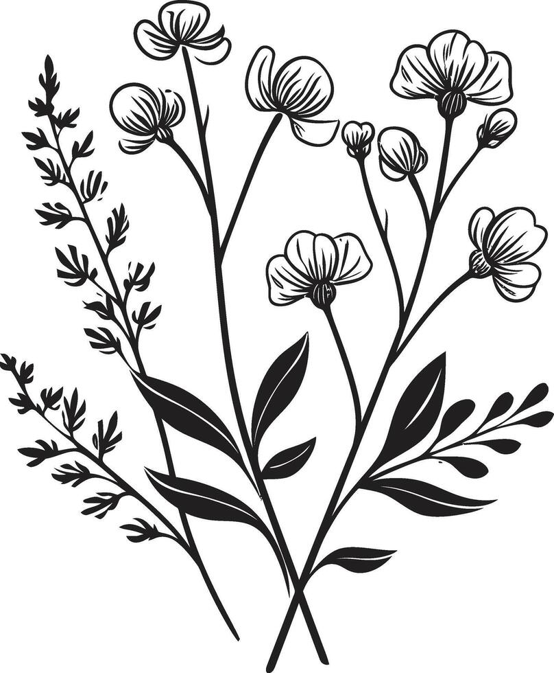 infinito flores monocromo emblema con vector logo en negro eterno pétalos elegante negro icono exhibiendo botánico florales