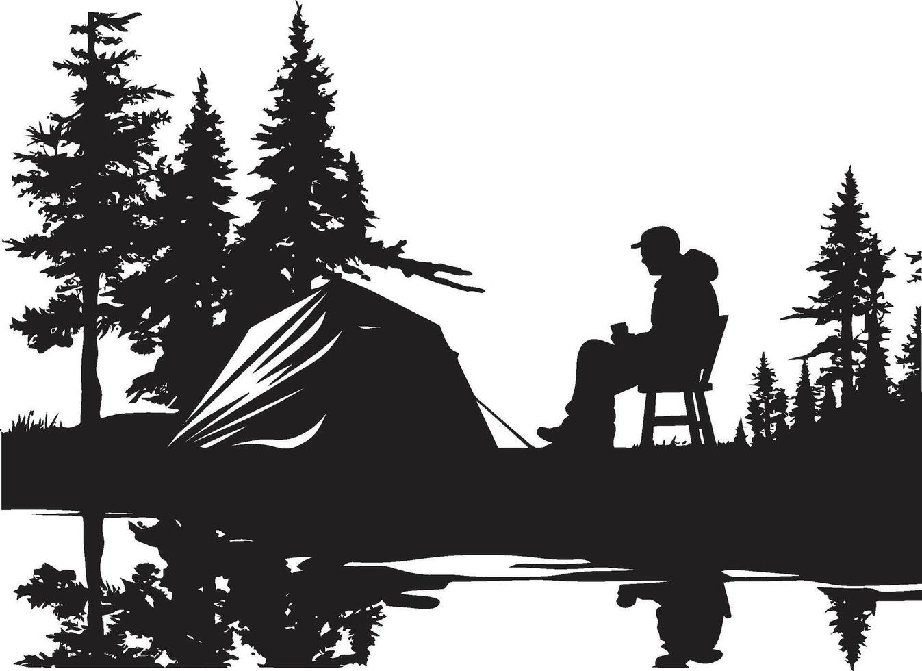 pasión de viajar refugio elegante cámping icono ilustrando negro vector diseño dentro el bosque elegante negro icono con vector logo para cámping