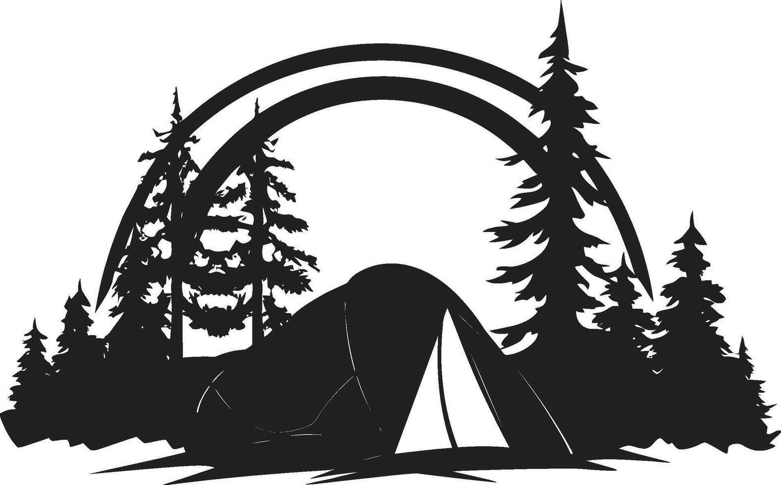 hoguera crónicas pulcro monocromo emblema para al aire libre aventuras naturalezas sinfonía negro vector logo diseño icono para cámping felicidad