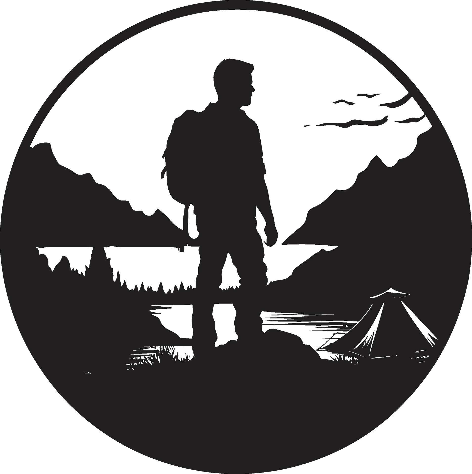 Wanderlust Haven Sleek Black Icon with Camping Vector Logo Design Into