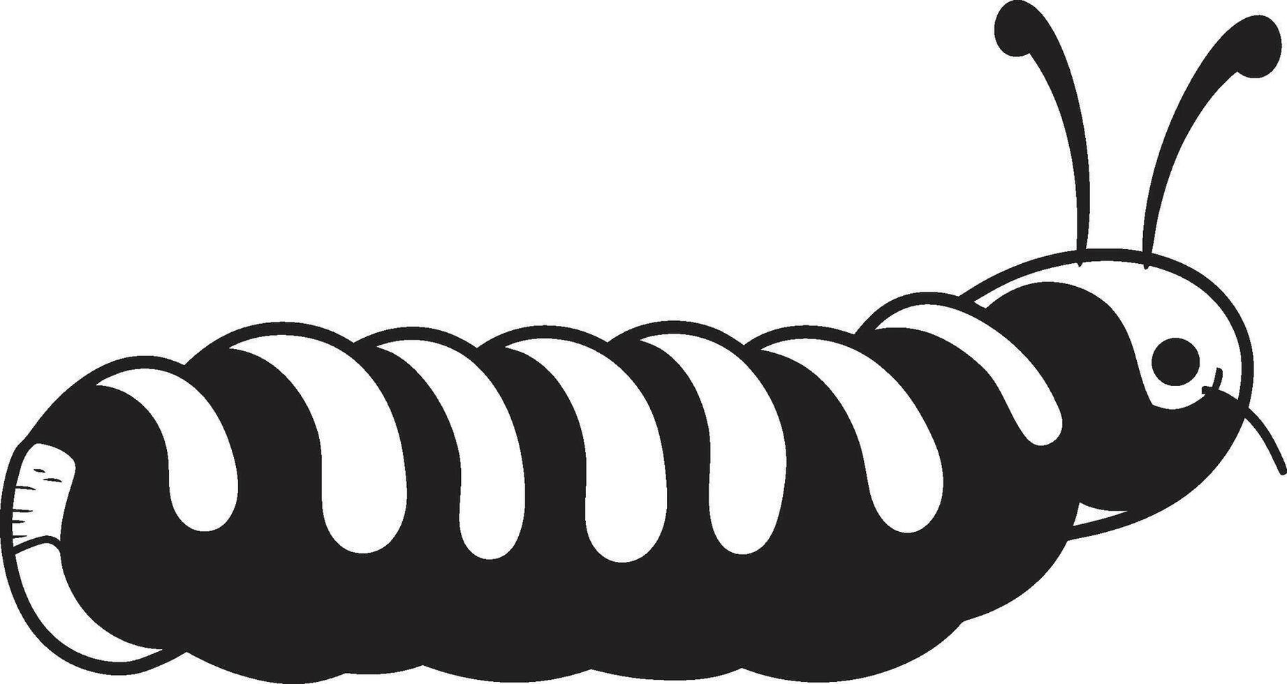 Creeping Couture Monochrome Vector Logo for Stylish Caterpillar Icon Caterpillar Elegance Sleek Black Emblem in Natures Evolution