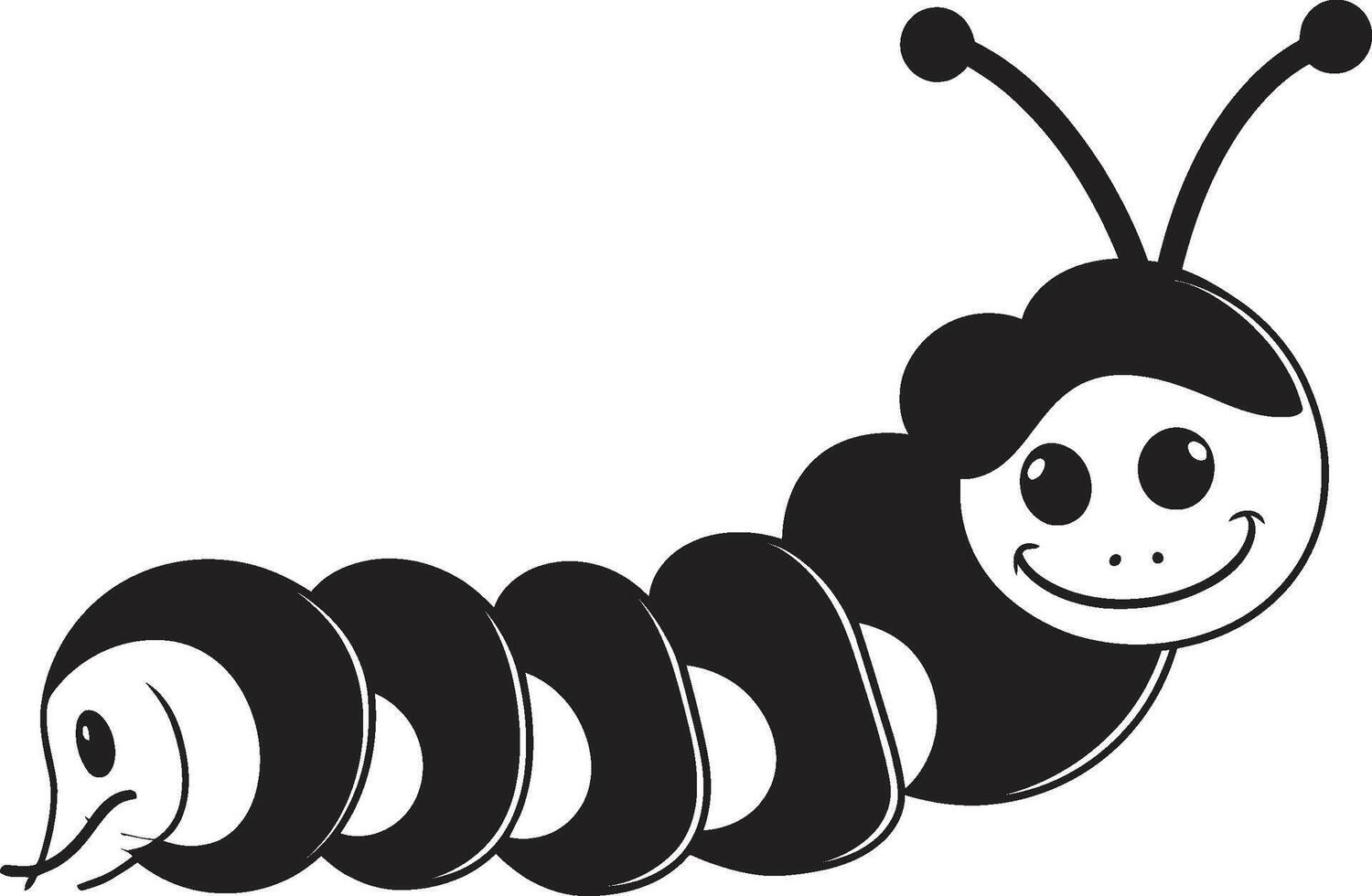 gatear a elegancia pulcro negro icono ilustrando oruga evolución larva lujo monocromo emblema presentando oruga vector diseño