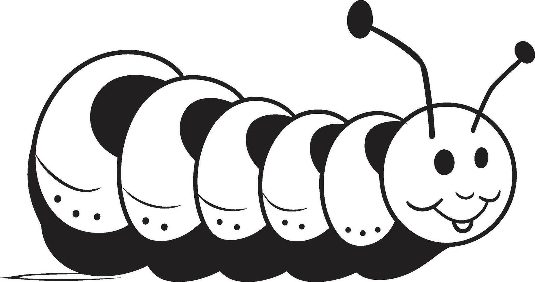 Caterpillar Elegance Sleek Black Emblem in Natures Evolution Metamorphosis Magic Chic Vector Logo Design for Caterpillar Transformation