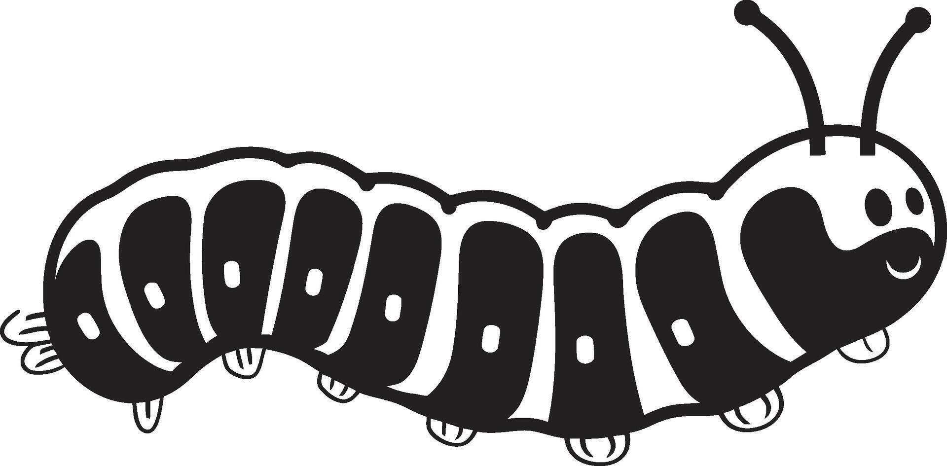 Caterpillar Couture Monochrome Icon in Natures Evolution Metamorphosis Magic Chic Vector Logo for Caterpillar Transformation