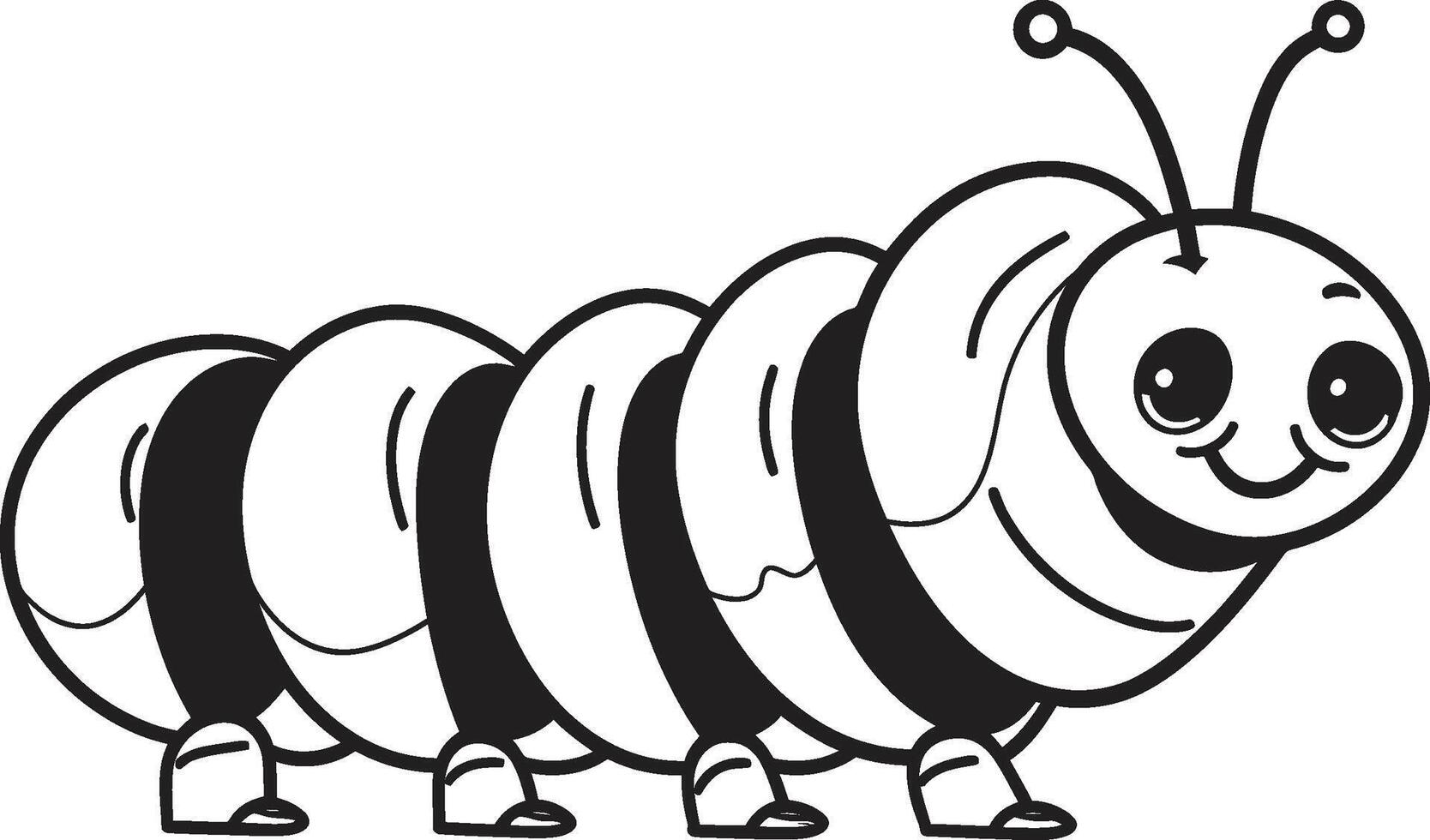 Silk Trail Elegance Sleek Black Icon Illustrating Caterpillar Evolution Natures Progression Elegant Monochrome Emblem for Caterpillar Icon vector