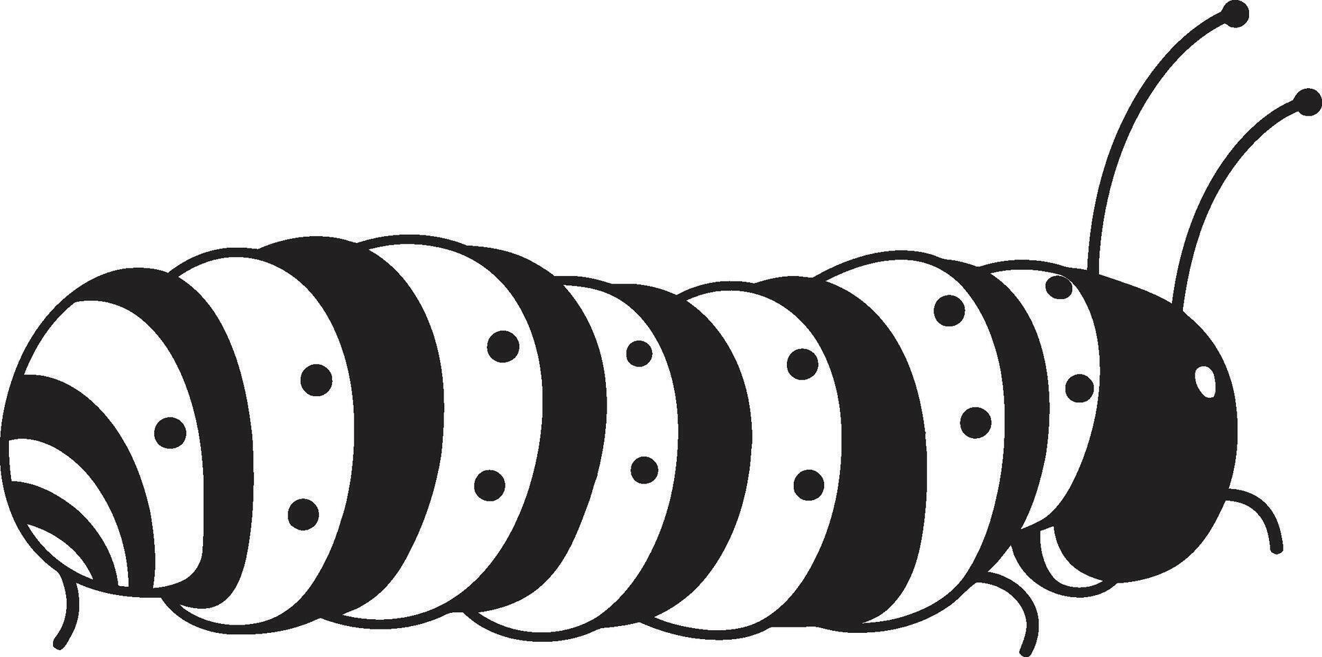 Silk Trail Elegance Sleek Black Icon Illustrating Caterpillar Evolution Natures Progression Elegant Monochrome Emblem for Caterpillar Icon vector