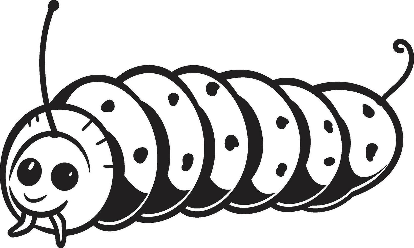 Metamorphosis Magic Chic Vector Logo for Caterpillar Transformation Silk Trail Elegance Sleek Black Icon Illustrating Caterpillar Evolution
