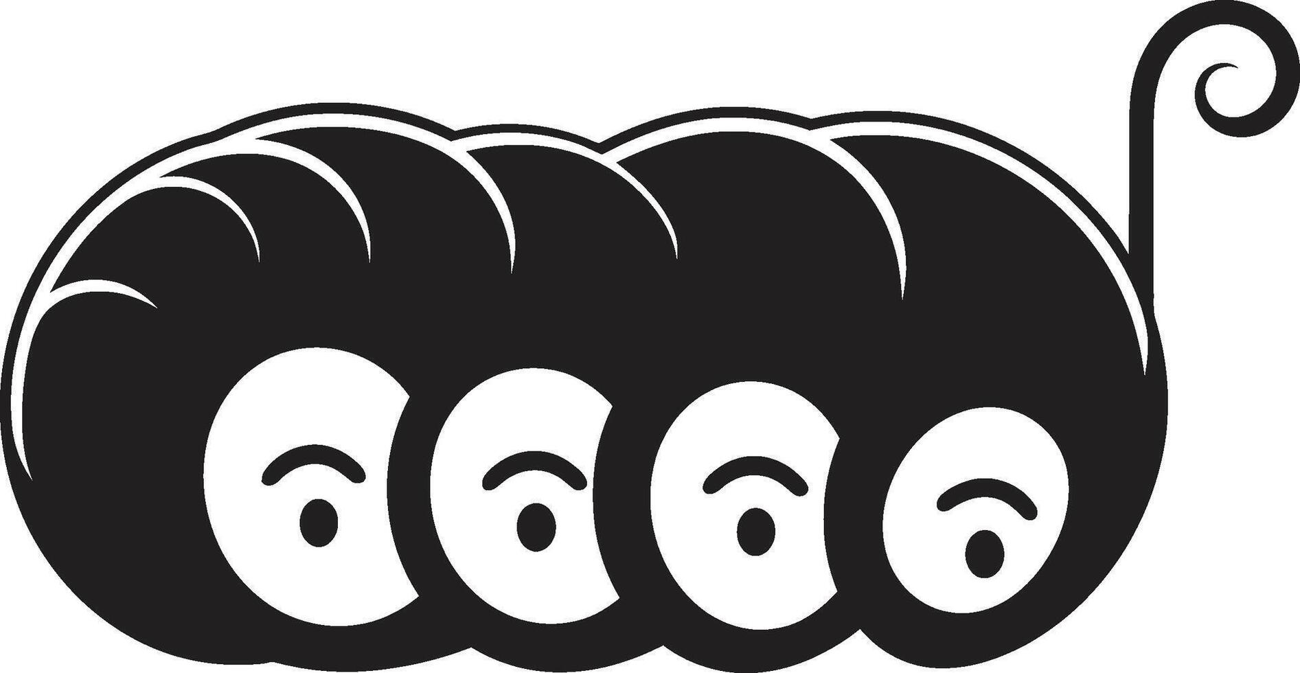 gatear a elegancia pulcro oruga emblema en monocromo diseño larva lujo negro icono exhibiendo oruga vector logo