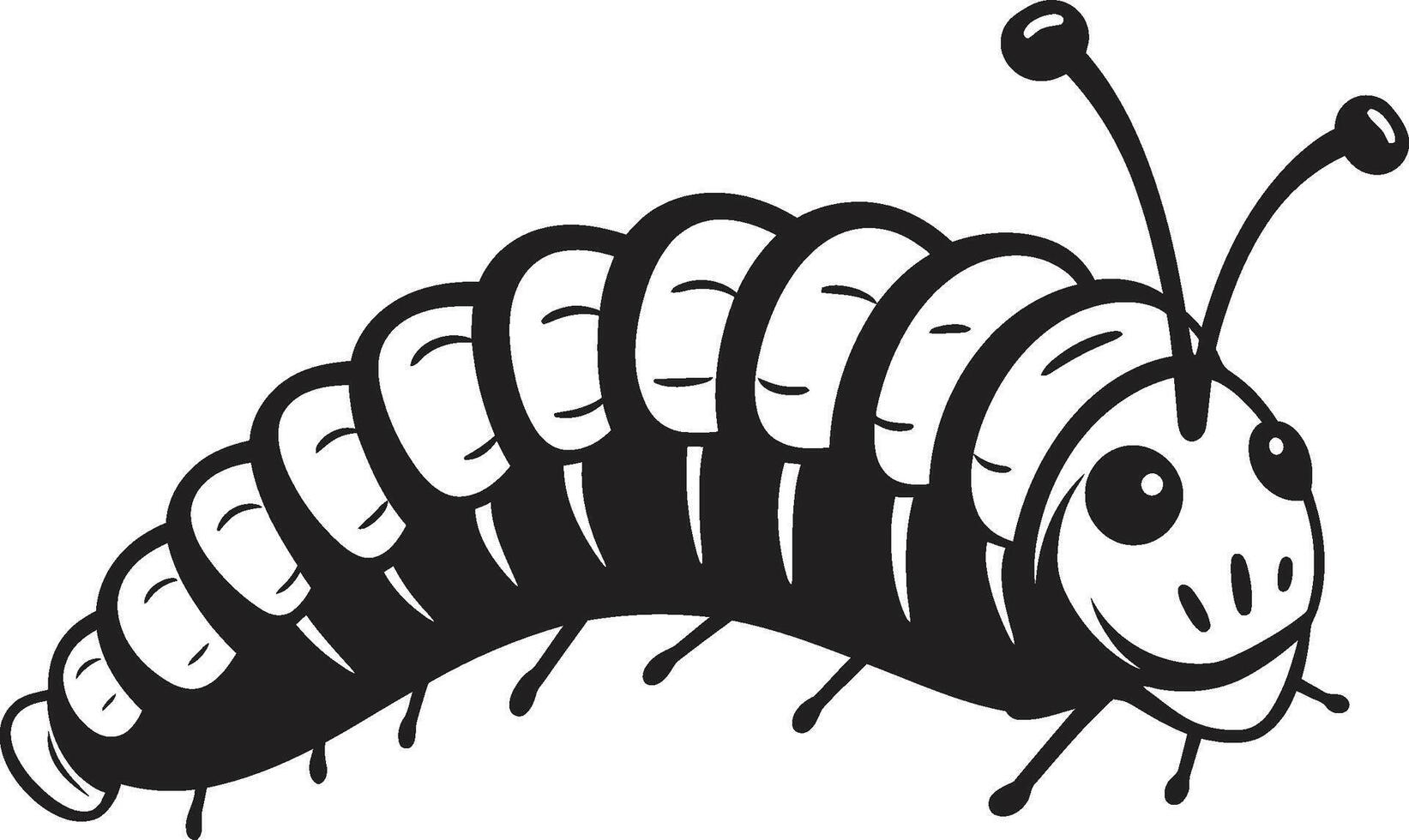 Metamorphosis Magic Chic Vector Logo for Caterpillar Transformation Silk Trail Elegance Sleek Black Icon Illustrating Caterpillar Evolution
