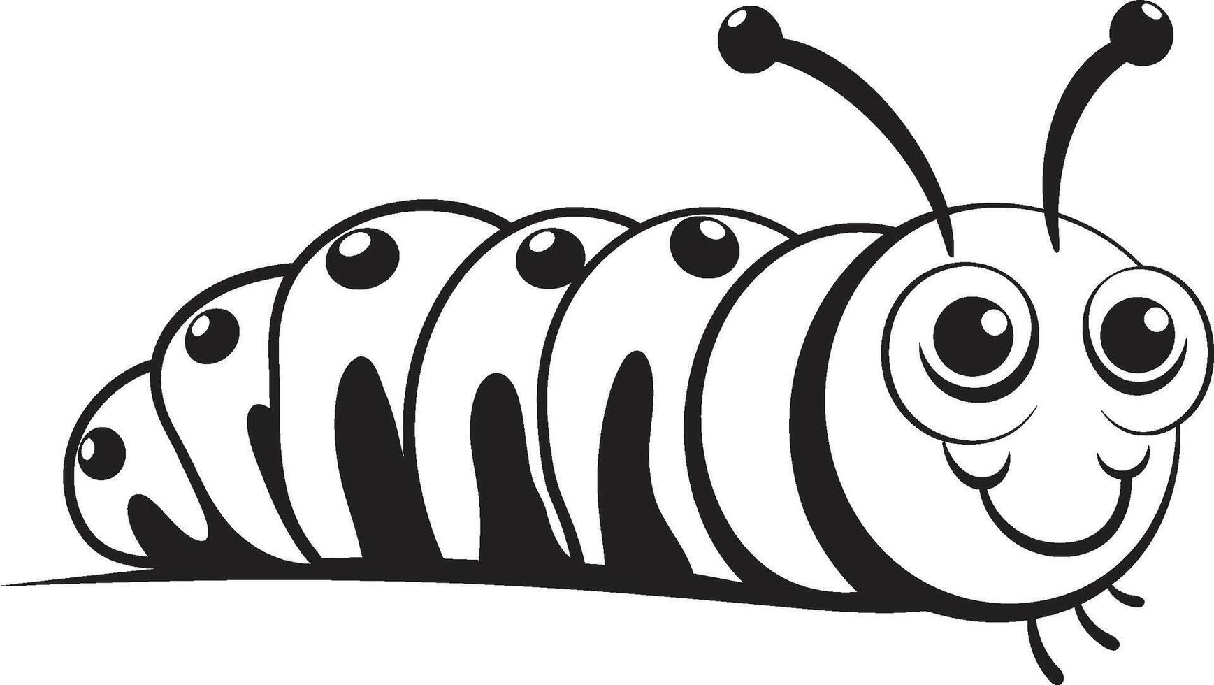 Metamorphosis Magic Chic Vector Logo for Caterpillar Transformation Silk Trail Elegance Sleek Black Icon Illustrating Caterpillar Evolution