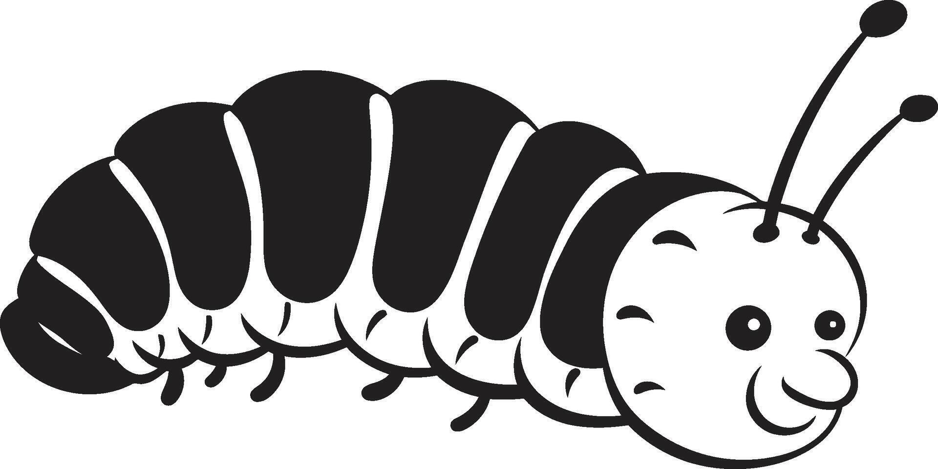 Creeping Chic Sleek Vector Logo Design for Stylish Caterpillar Caterpillar Couture Monochrome Icon in Natures Evolution