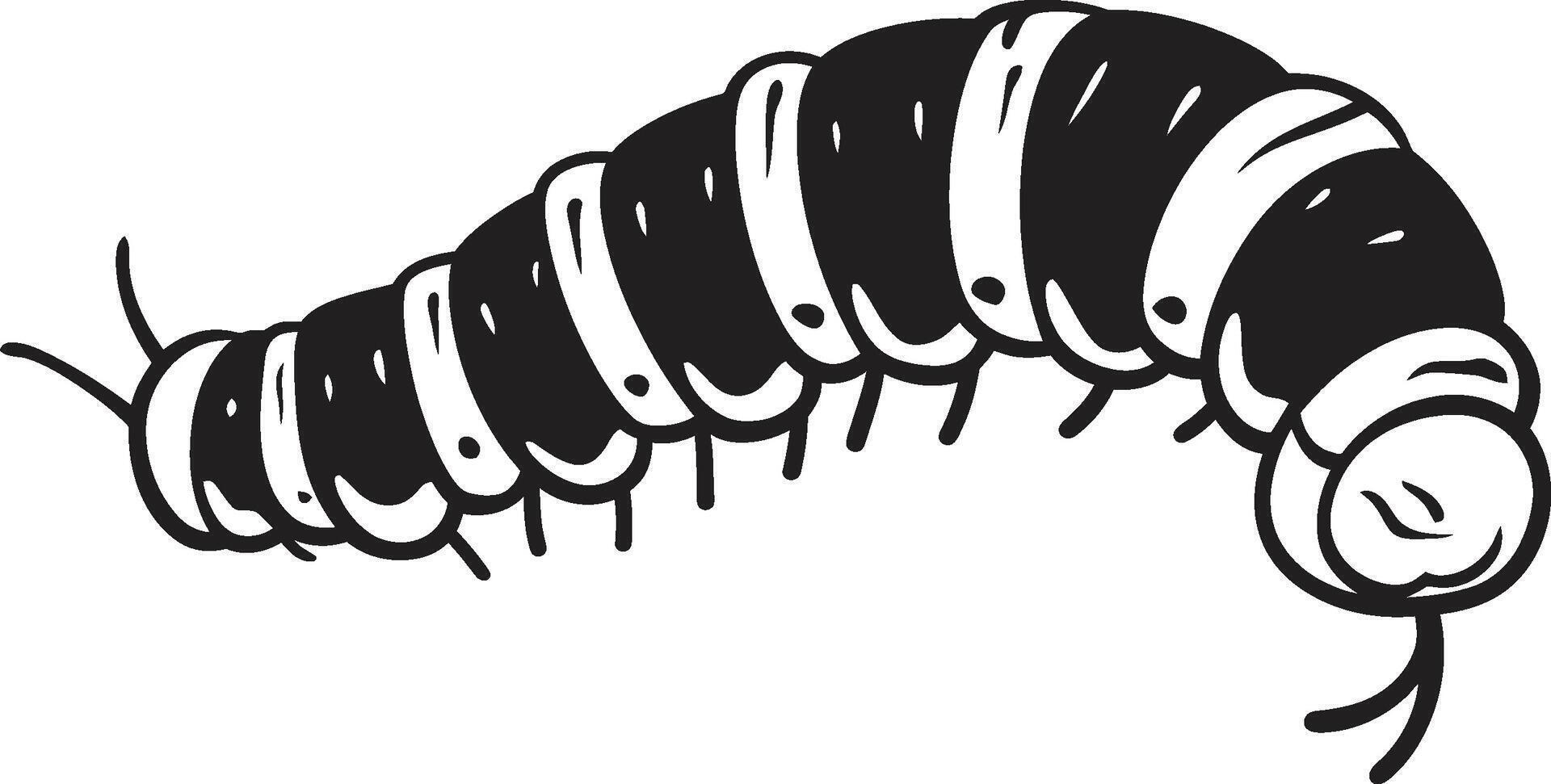 Caterpillar Couture Sleek Black Icon in Natures Evolution Metamorphosis Magic Elegant Vector Logo for Caterpillar Transformation